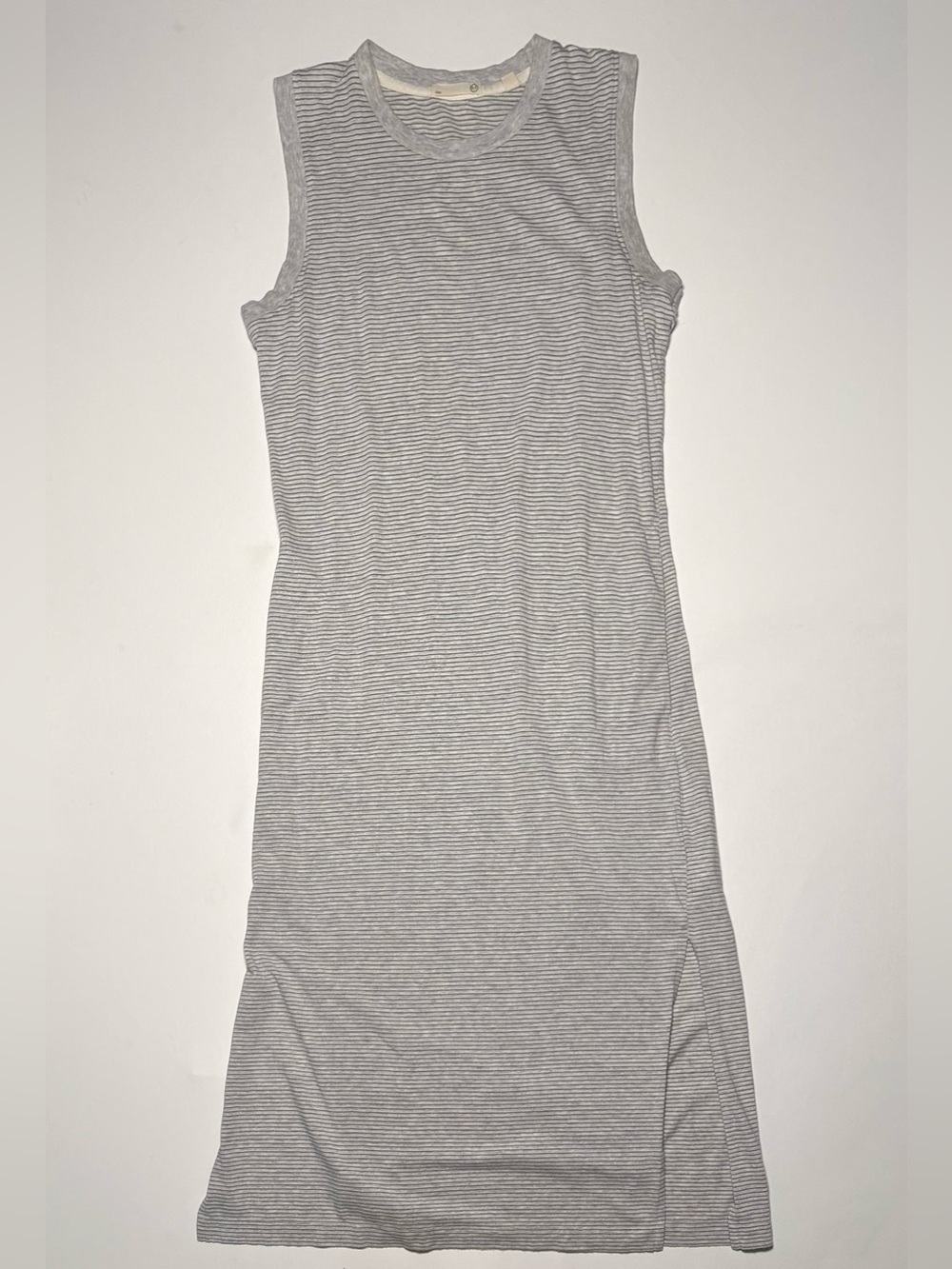 Tasc Womens Gray Striped Sleeveless Side Slit Midi Tank Dress Size XS